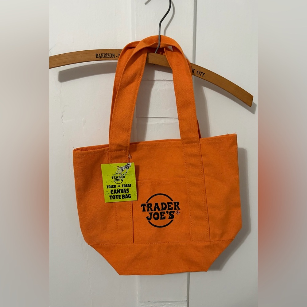 Trader Joe's Orange Canvas Tote Bag mini trick-or-treat